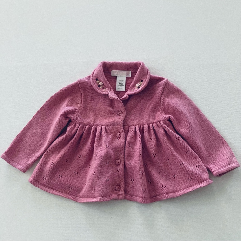Janie and Jack Baby Girl 6-12 Months Pink Cardigan Sweater